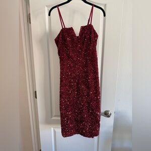 SHEIN Burgundy Sequin Mini Dress